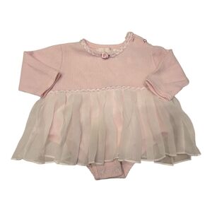 Vintage Y2k Cradle Togs Pink Baby Tulle Tutu Ballerina Dress Onesie